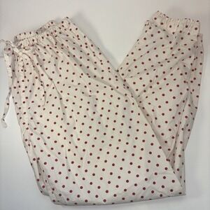Taylor Linens Women's Pants Sz Sm White Red Polkadots Bow Stretchy Waist Cotton